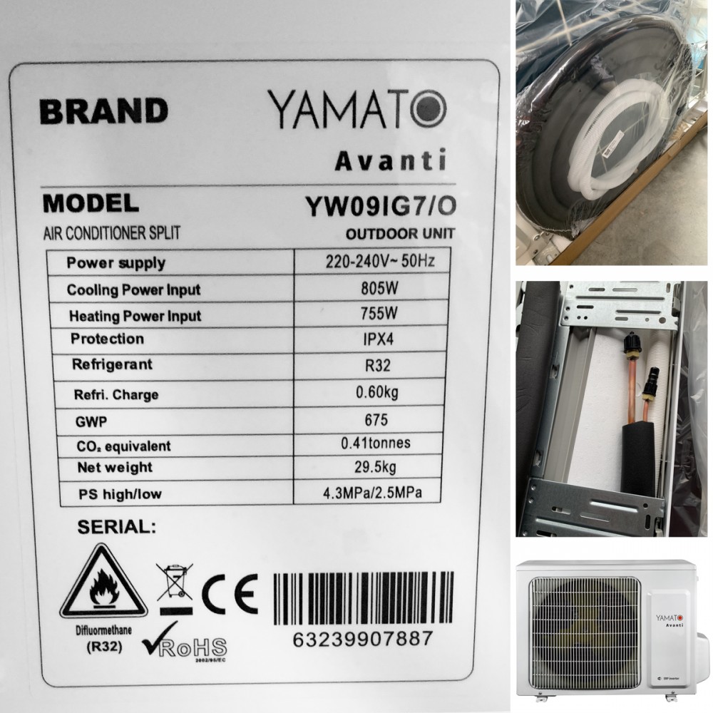 YAMATO Climatiseur réversible Inverter 2,5 kW R32 WIFI 9000 BTU mono-split 