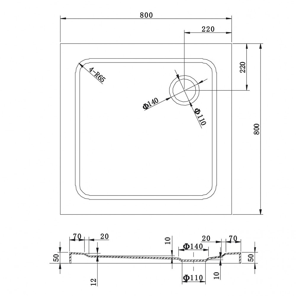 LANABLACK Cabine de douche H 180 cm porte coulissante opaque 80 x 90 cm +  receveur