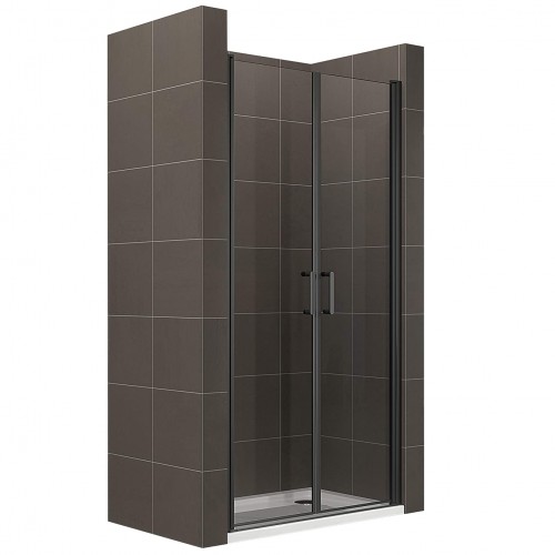 KIMIBLACK porte de douche noir 180 cm largeur réglable