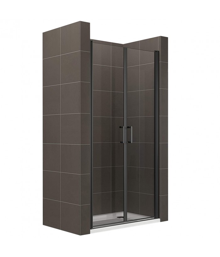 KIMIBLACK porte de douche noir 180 cm largeur réglable