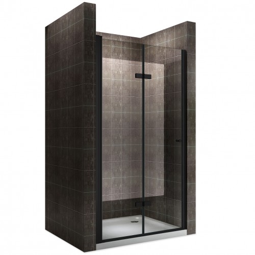 MONABLACK Porte de douche pliante noir