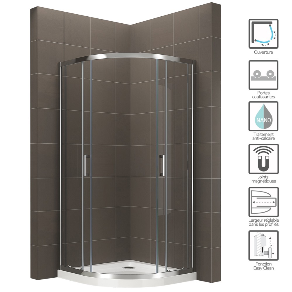Joint d'étanchéité bas horizontal pour portes de douche pivotantes, 100 cm,  transparent pour verre 6 mm