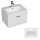 RUBITE 60 cm meuble salle de bain blanc tiroir 1 vasque