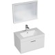 RUBITE 70 cm meuble salle de bain blanc tiroir 1 vasque + miroir cadre