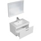 RUBITE 70 cm meuble salle de bain blanc tiroir 1 vasque + miroir cadre