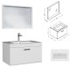 RUBITE 70 cm meuble salle de bain blanc tiroir 1 vasque + miroir cadre