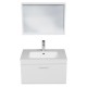 RUBITE 70 cm meuble salle de bain blanc tiroir 1 vasque + miroir cadre