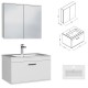 RUBITE 70 cm meuble salle de bain blanc tiroir 1 vasque + miroir armoire
