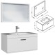 RUBITE 80 cm meuble salle de bain blanc tiroir 1 vasque + miroir cadre