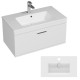 RUBITE 80 cm meuble salle de bain blanc tiroir 1 vasque