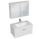 RUBITE 80 cm meuble salle de bain blanc tiroir 1 vasque + miroir armoire