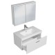 RUBITE 80 cm meuble salle de bain blanc tiroir 1 vasque + miroir armoire
