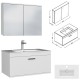 RUBITE 80 cm meuble salle de bain blanc tiroir 1 vasque + miroir armoire