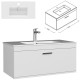RUBITE 90 cm meuble salle de bain blanc tiroir 1 vasque