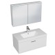 RUBITE 90 cm meuble salle de bain blanc tiroir 1 vasque + miroir armoire