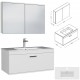 RUBITE 90 cm meuble salle de bain blanc tiroir 1 vasque + miroir armoire