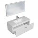 RUBITE 100 cm meuble salle de bain blanc tiroir 1 vasque + miroir cadre