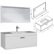 RUBITE 100 cm meuble salle de bain blanc tiroir 1 vasque + miroir cadre