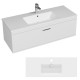 RUBITE 100 cm meuble salle de bain blanc tiroir 1 vasque + miroir cadre