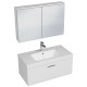 RUBITE 100 cm meuble salle de bain blanc tiroir 1 vasque + miroir armoire