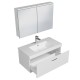 RUBITE 100 cm meuble salle de bain blanc tiroir 1 vasque + miroir armoire