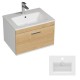 RUBITE 60 cm meuble salle de bain chêne tiroir 1 vasque