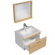 RUBITE 60 cm meuble salle de bain chêne tiroir 1 vasque + miroir cadre