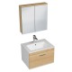 RUBITE 60 cm meuble salle de bain blanc chêne 1 vasque + miroir armoire