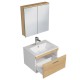 RUBITE 60 cm meuble salle de bain blanc chêne 1 vasque + miroir armoire