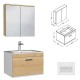 RUBITE 60 cm meuble salle de bain blanc chêne 1 vasque + miroir armoire