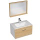 RUBITE 70 cm meuble salle de bain chêne tiroir 1 vasque + miroir cadre