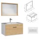 RUBITE 70 cm meuble salle de bain chêne tiroir 1 vasque + miroir cadre