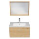 RUBITE 70 cm meuble salle de bain chêne tiroir 1 vasque + miroir cadre