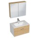 RUBITE 70 cm meuble salle de bain chêne tiroir 1 vasque + miroir armoire