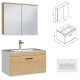 RUBITE 70 cm meuble salle de bain chêne tiroir 1 vasque + miroir armoire