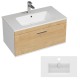 RUBITE 80 cm meuble salle de bain chêne tiroir 1 vasque