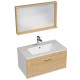 RUBITE 80 cm meuble salle de bain chêne tiroir 1 vasque + miroir cadre