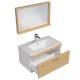 RUBITE 80 cm meuble salle de bain chêne tiroir 1 vasque + miroir cadre