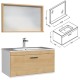 RUBITE 80 cm meuble salle de bain chêne tiroir 1 vasque + miroir cadre