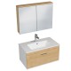 RUBITE 80 cm meuble salle de bain chêne tiroir 1 vasque + miroir armoire