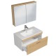 RUBITE 80 cm meuble salle de bain chêne tiroir 1 vasque + miroir armoire