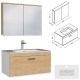 RUBITE 80 cm meuble salle de bain chêne tiroir 1 vasque + miroir armoire