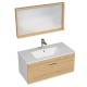 RUBITE 90 cm meuble salle de bain chêne tiroir 1 vasque + miroir cadre