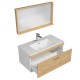 RUBITE 90 cm meuble salle de bain chêne tiroir 1 vasque + miroir cadre
