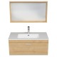 RUBITE 90 cm meuble salle de bain chêne tiroir 1 vasque + miroir cadre