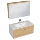 RUBITE 90 cm meuble salle de bain chêne tiroir 1 vasque + miroir armoire