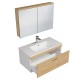 RUBITE 90 cm meuble salle de bain chêne tiroir 1 vasque + miroir armoire