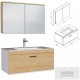 RUBITE 90 cm meuble salle de bain chêne tiroir 1 vasque + miroir armoire