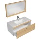 RUBITE 100 cm meuble salle de bain chêne tiroir 1 vasque + miroir cadre