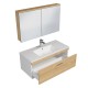 RUBITE 100 cm meuble salle de bain chêne tiroir 1 vasque + miroir armoire